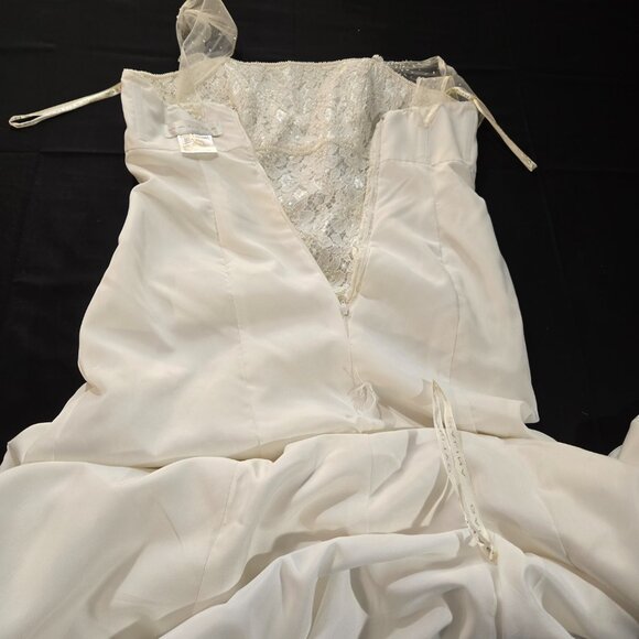 GALINA "Your Fairy Big Day" IVORY Empire Waist Beaded Lace Wedding Dress Size 12 - Picture 13 of 17
